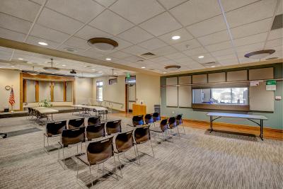 The Eaton Public Library has a spacious event room with kitchen, projector, and plenty of seating.