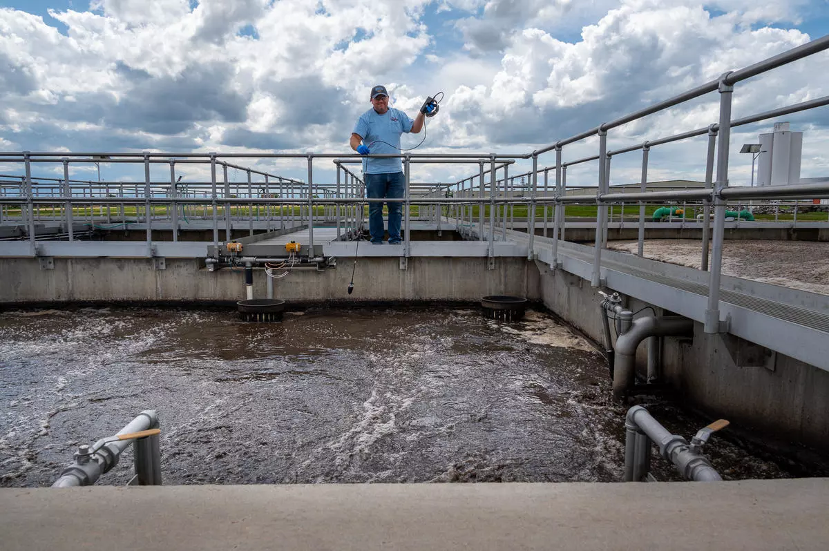 A man doing testing at a utility plant in Eaton